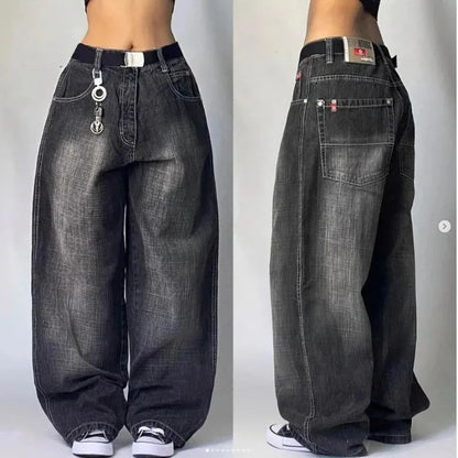 Wide Leg Cargo Jeans with Utility Pockets for Women