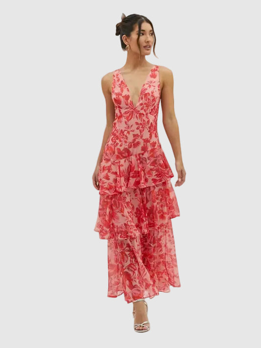 Floral Flowing Full-Length Maxi Dress with Strappy for Women