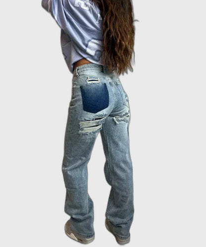Denim Straight Leg Full-Length Jeans for Women