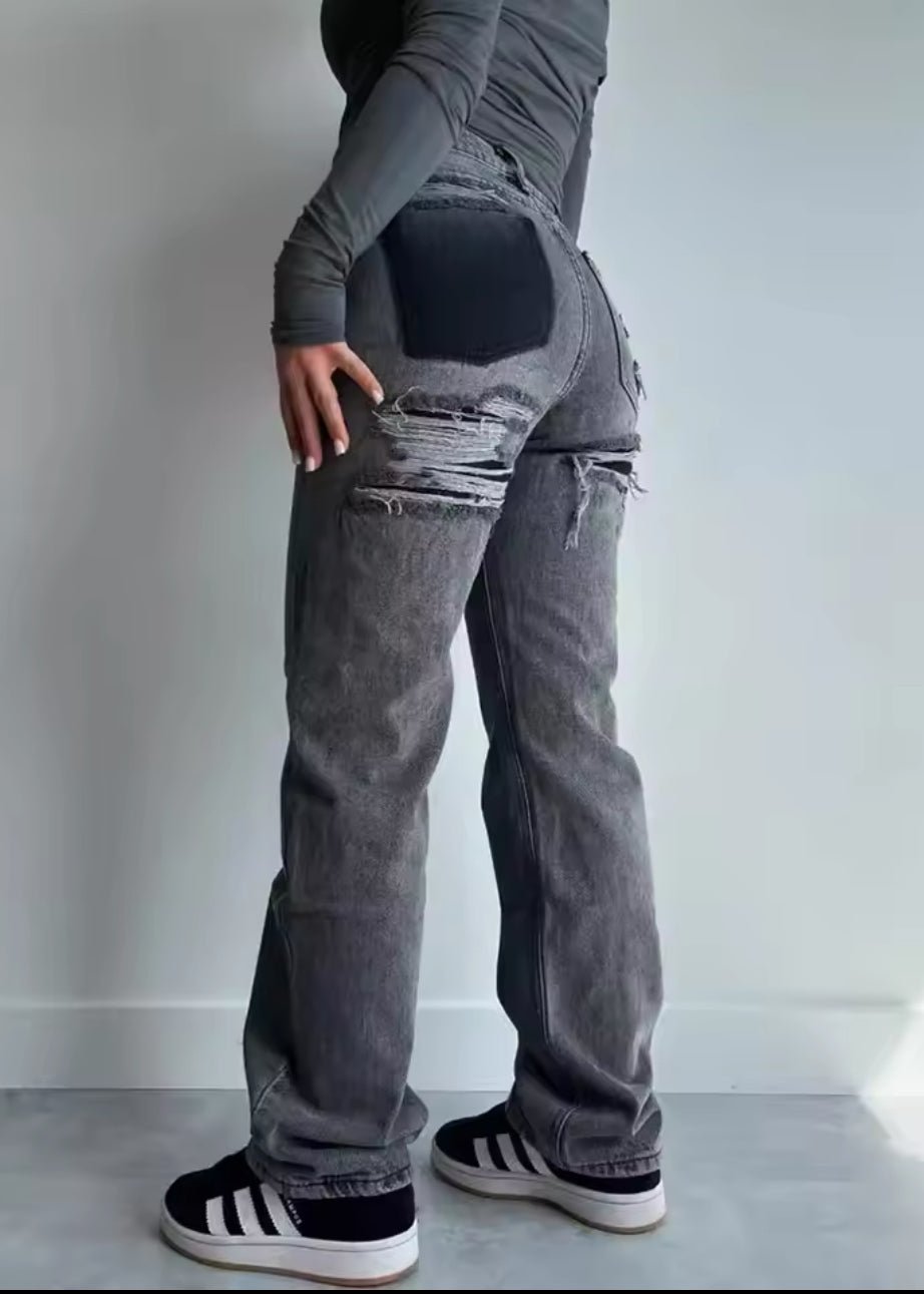 Denim Straight Leg Full-Length Jeans for Women