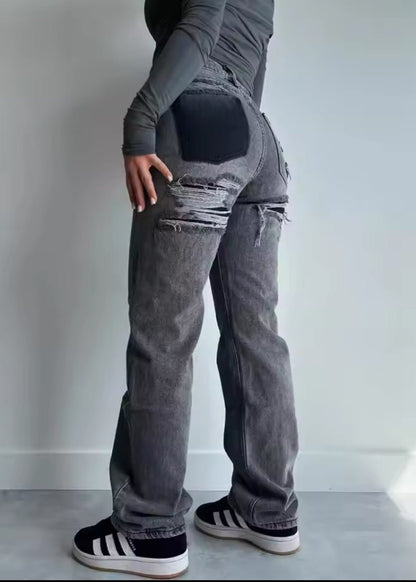 Denim Straight Leg Full-Length Jeans for Women