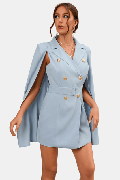 Structured Blazer Dress with Cape Overlay for Women