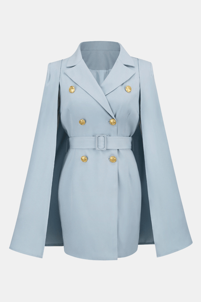 Structured Blazer Dress with Cape Overlay for Women