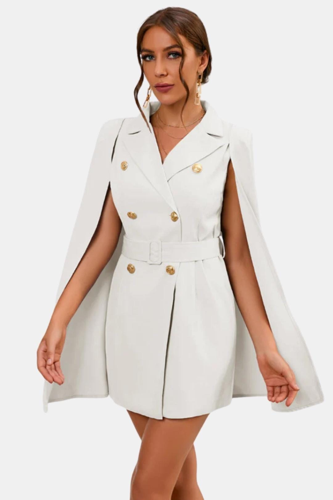 Structured Blazer Dress with Cape Overlay for Women