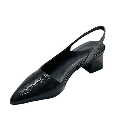 Block Heel Pointed Toe Slingback Court Shoes for Women