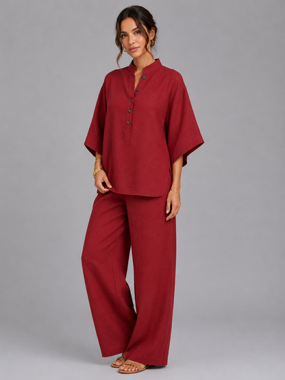 Women's Co-ord Set Relaxed Wide-Leg Two Piece