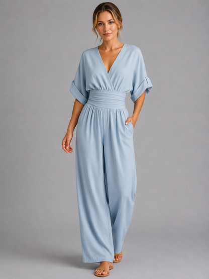 Wide Leg Jumpsuit with Cinched Waist for Women