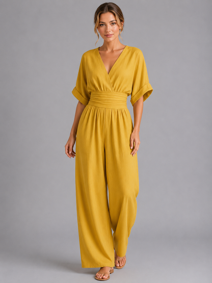 Wide Leg Jumpsuit with Cinched Waist for Women