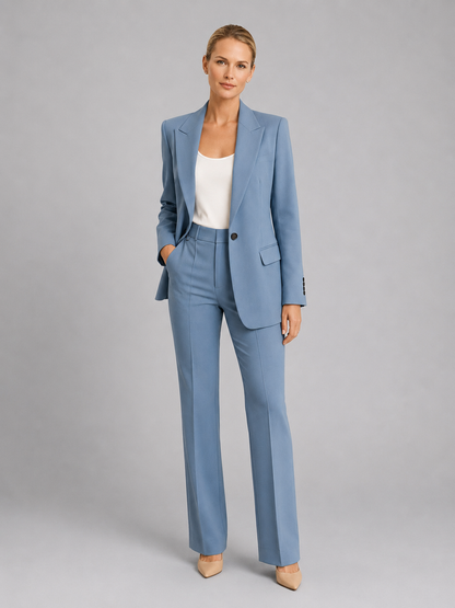 Women's Tailored Co-ord Trouser Suit Set with Structured Waist
