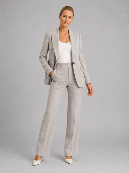 Women's Tailored Co-ord Trouser Suit Set with Structured Waist