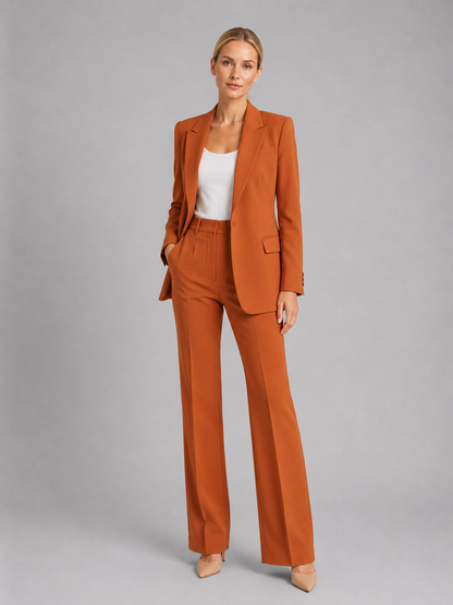 Women's Tailored Co-ord Trouser Suit Set with Structured Waist