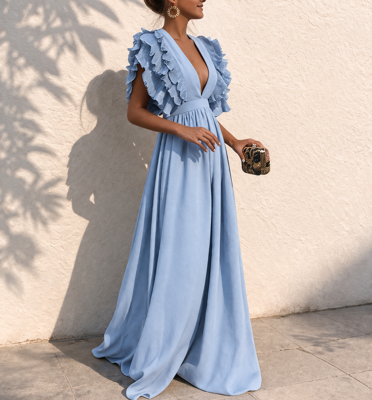 Ruffle Full-Length Summer Maxi Dress with Flowing for Women