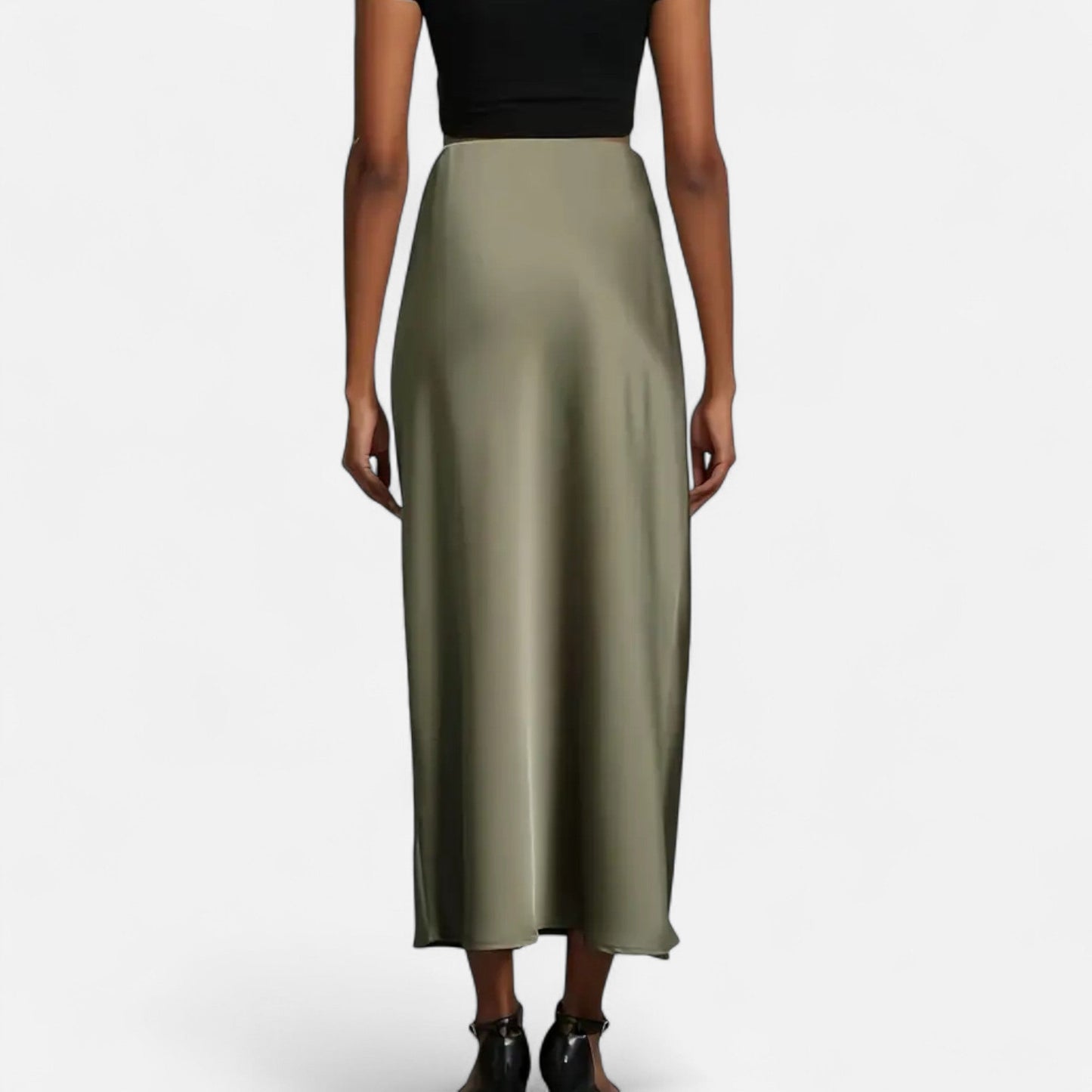 Satin Midi Skirt High Waist for women