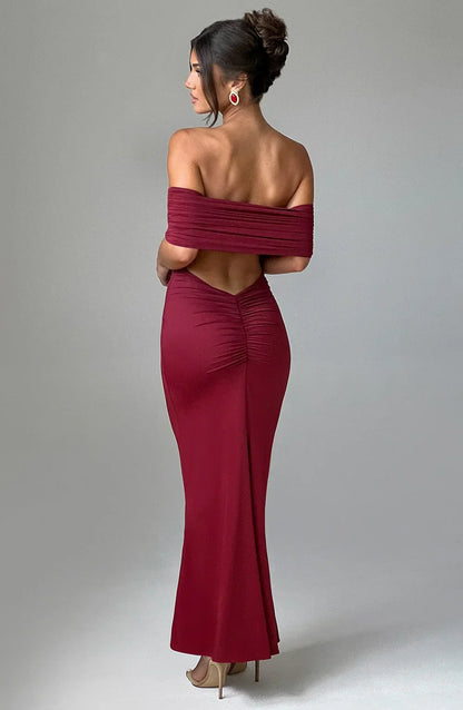 Backless Full-Length Elegant Maxi Dress with Flowing for Women