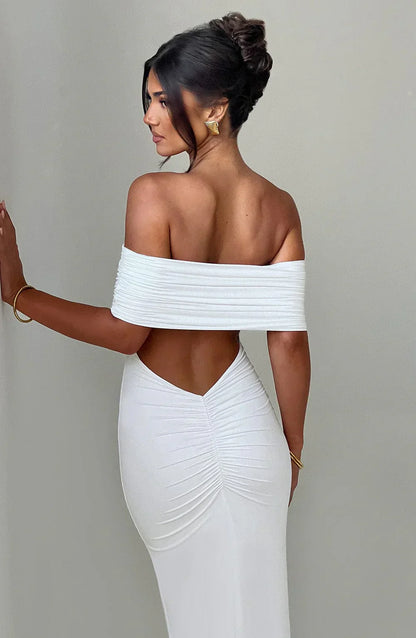 Backless Full-Length Elegant Maxi Dress with Flowing for Women