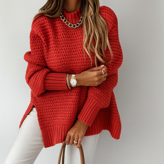 Chunky High-Neck Knit Sweater for Women