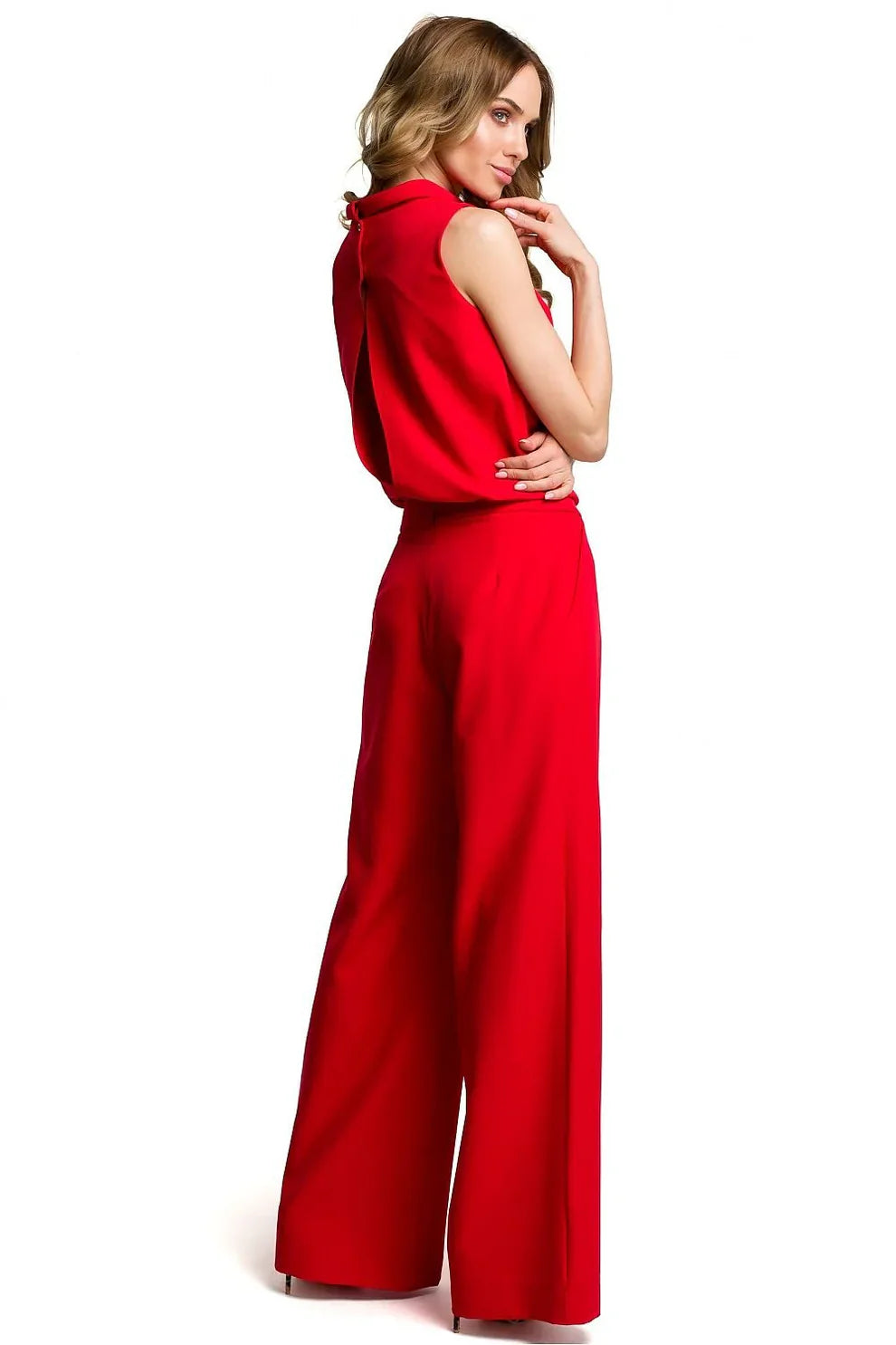 Silk Flowing Wide Leg Jumpsuit with Sleeveless for Women