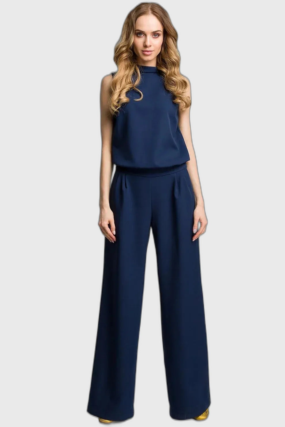 Silk Flowing Wide Leg Jumpsuit with Sleeveless for Women