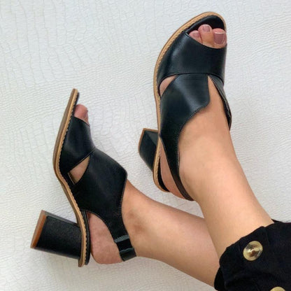 Block Heel Sandals with Ankle Strap for Women