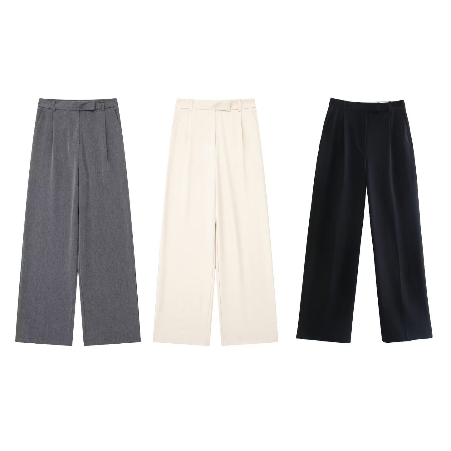 Wide Leg Trousers with Straight Hem for Women