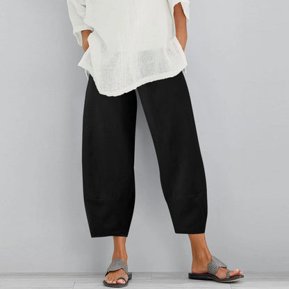 Wide Leg Linen Trousers with Relaxed Fit for Women