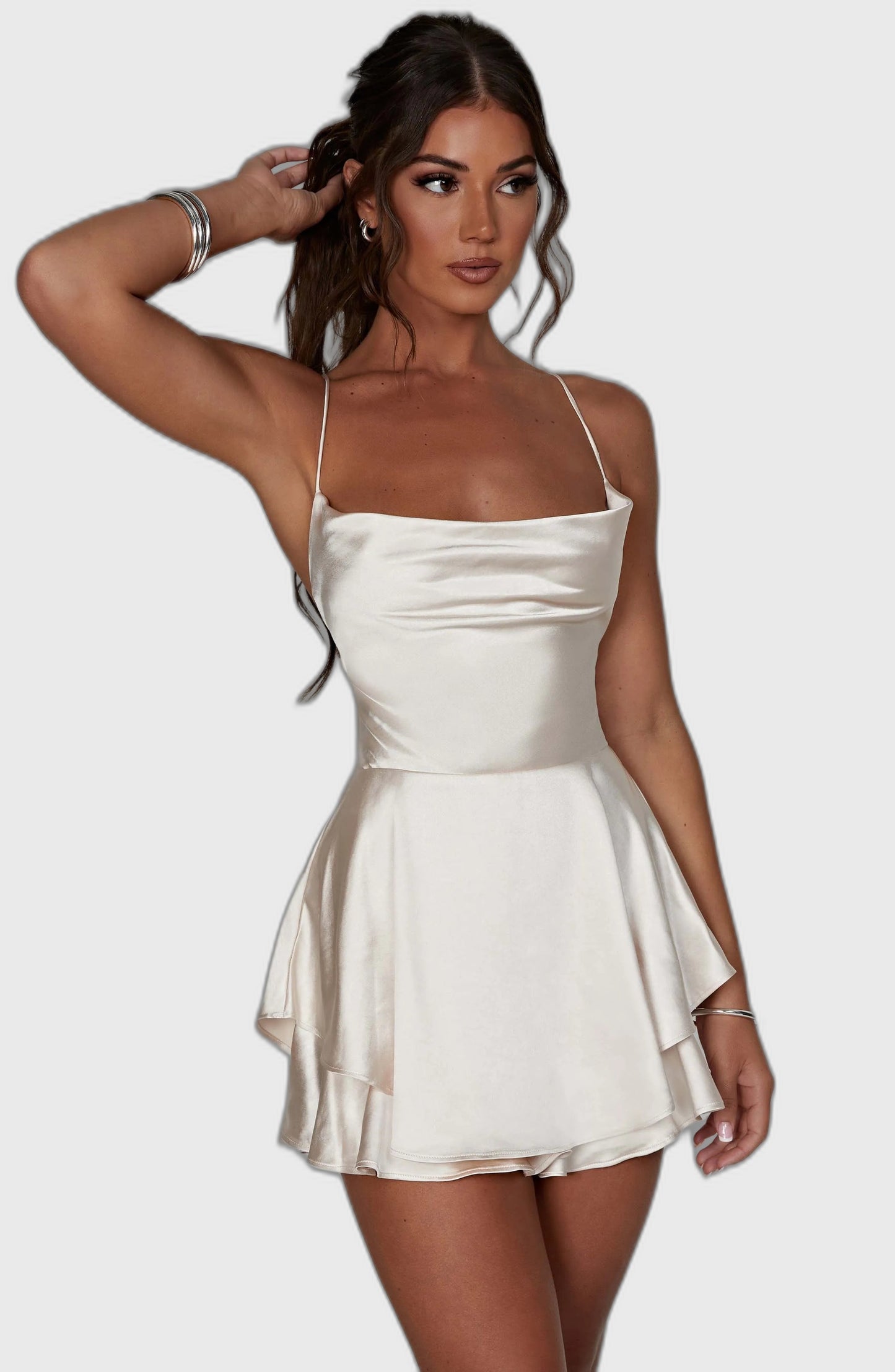 Satin Sleeveless Mini Dress for Women