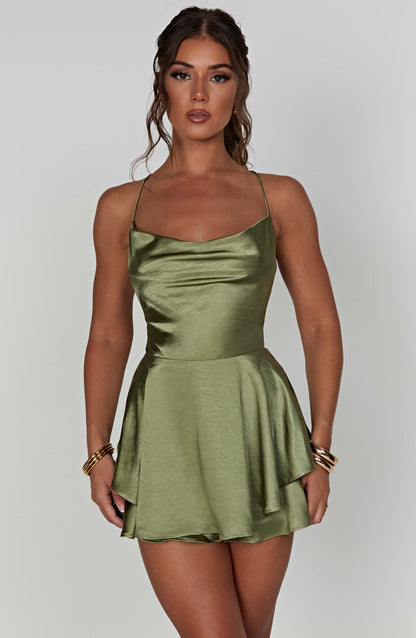 Satin Sleeveless Mini Dress for Women