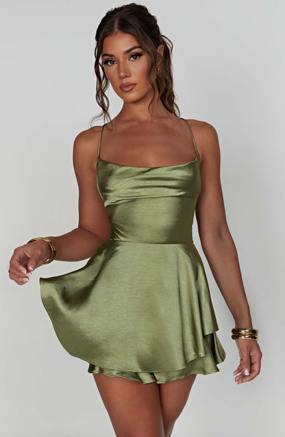 Satin Sleeveless Mini Dress for Women
