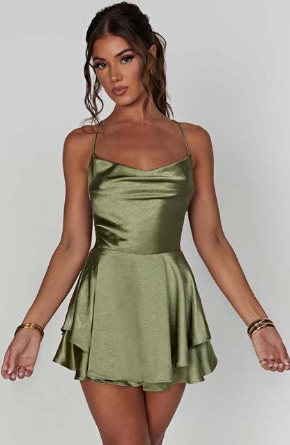 Satin Sleeveless Mini Dress for Women