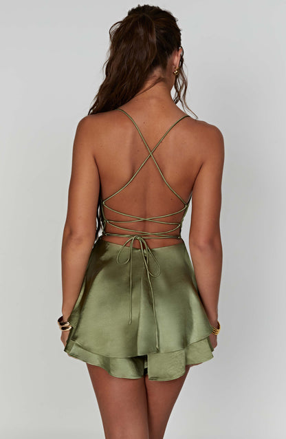 Satin Sleeveless Mini Dress for Women