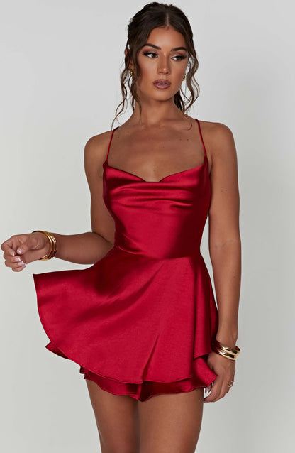 Satin Sleeveless Mini Dress for Women