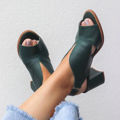 Block Heel Sandals with Ankle Strap for Women
