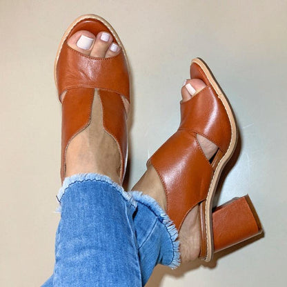 Block Heel Sandals with Ankle Strap for Women