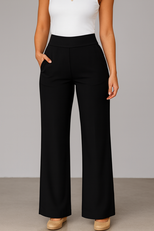 High-Rise Full-Length Wide-Leg Pants for Women