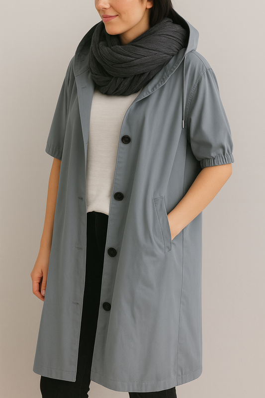 Hooded Trench Coat with Belt for Women