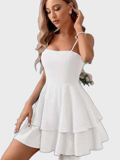 Backless Mini Dress with Tiered and Bow for Women