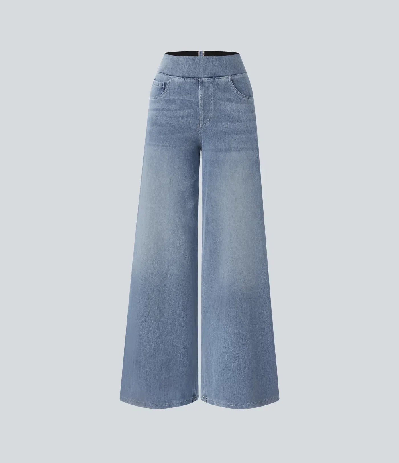 Wide Leg Trousers High Waisted Elasticated Waistband for Women