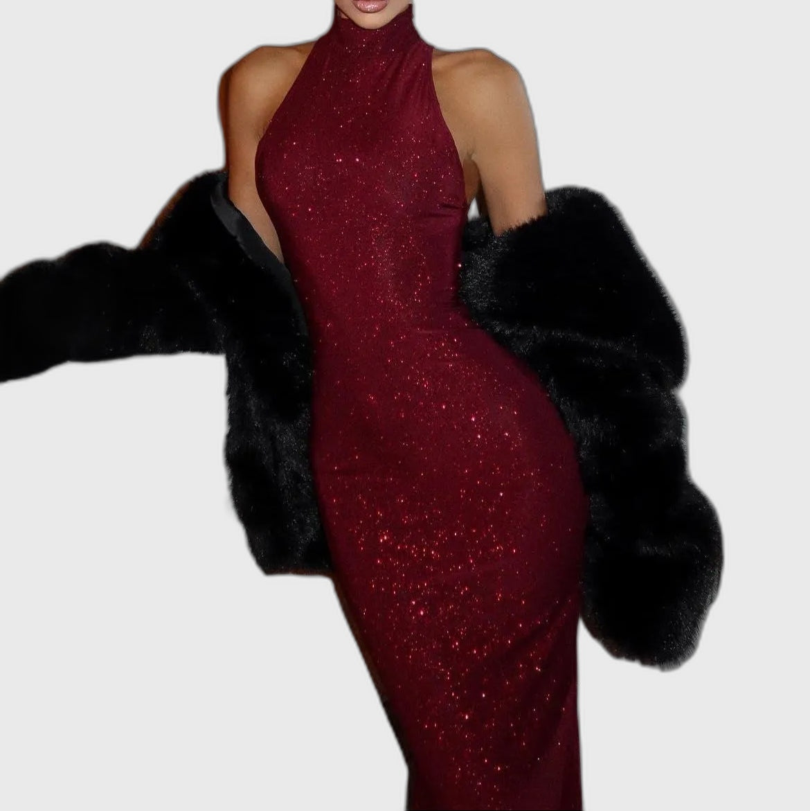 Sequin Fitted Sleeveless Maxi Dress for Women