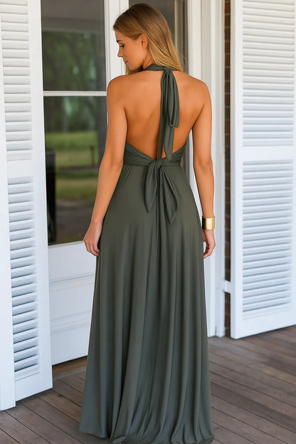 Fitted Full-Length Evening Maxi Dress with Sleeveless for Women