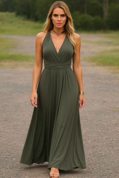 Fitted Full-Length Evening Maxi Dress with Sleeveless for Women