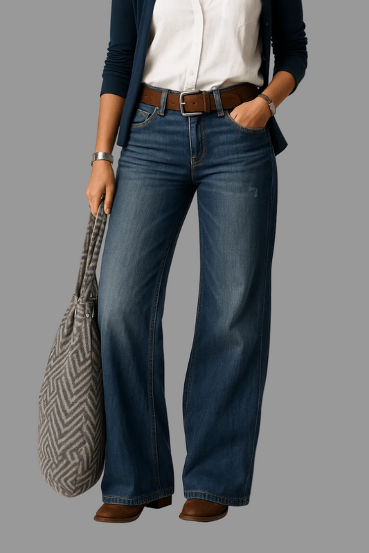 Straight fit denim jeans with classic five pocket design for women