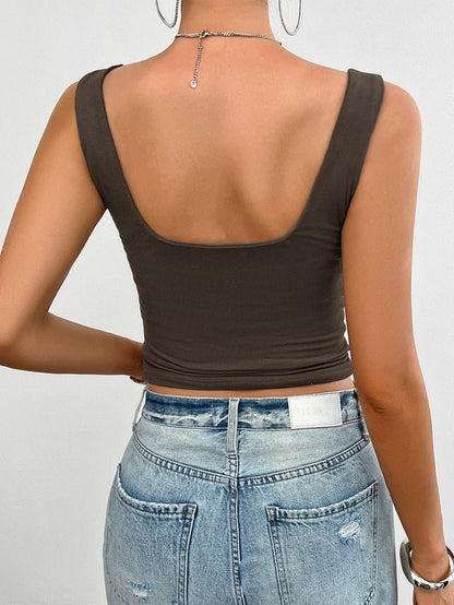 Cotton Slim Fit Fitted Tank Top with Twist Front for Women