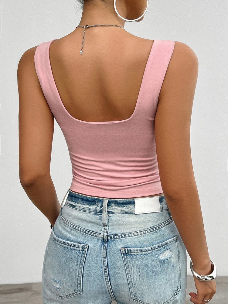 Cotton Slim Fit Fitted Tank Top with Twist Front for Women