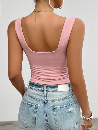 Cotton Slim Fit Fitted Tank Top with Twist Front for Women