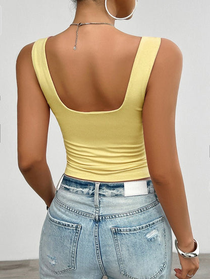 Cotton Slim Fit Fitted Tank Top with Twist Front for Women