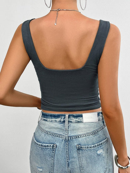 Cotton Slim Fit Fitted Tank Top with Twist Front for Women