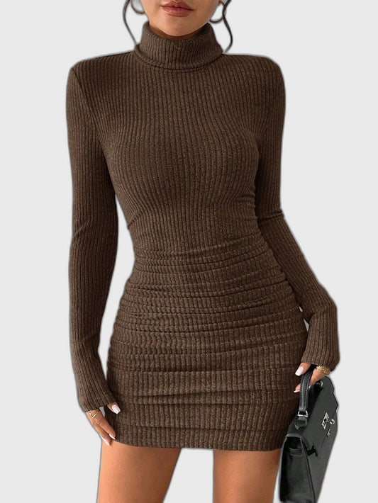 Slim Fit Fitted Long Sleeve Midi Dress for Women
