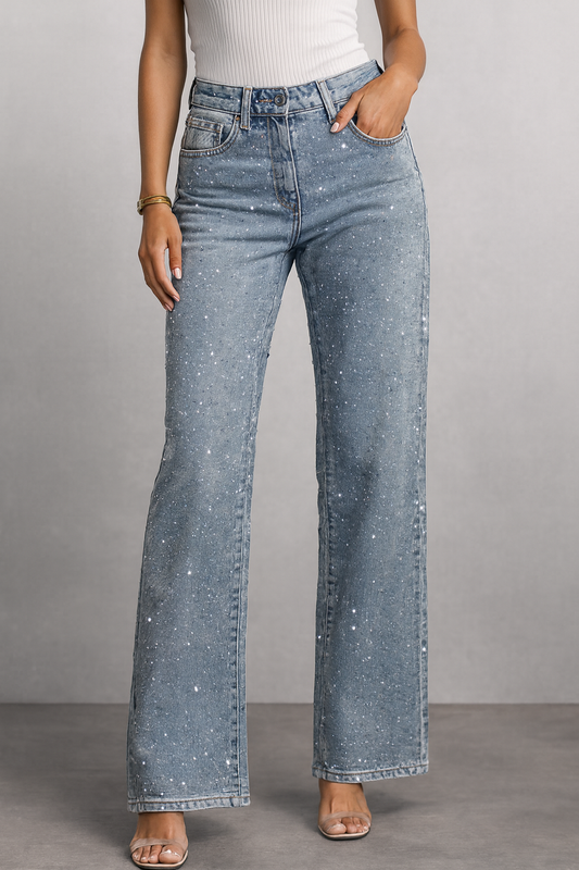 Straight Fit Jeans with Embellished Details for Women